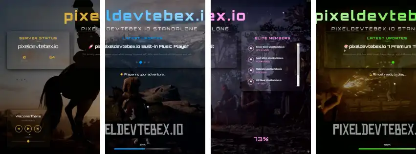 PixelDev Standalone Loading Screen with premium themes and music player for FiveM RedM servers